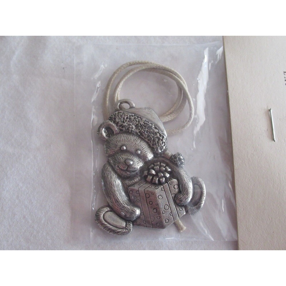 Longaberger SANTA BEAR Danforth Pewter USA Tie On Christmas Holidays USA Made - Picture 1 of 11